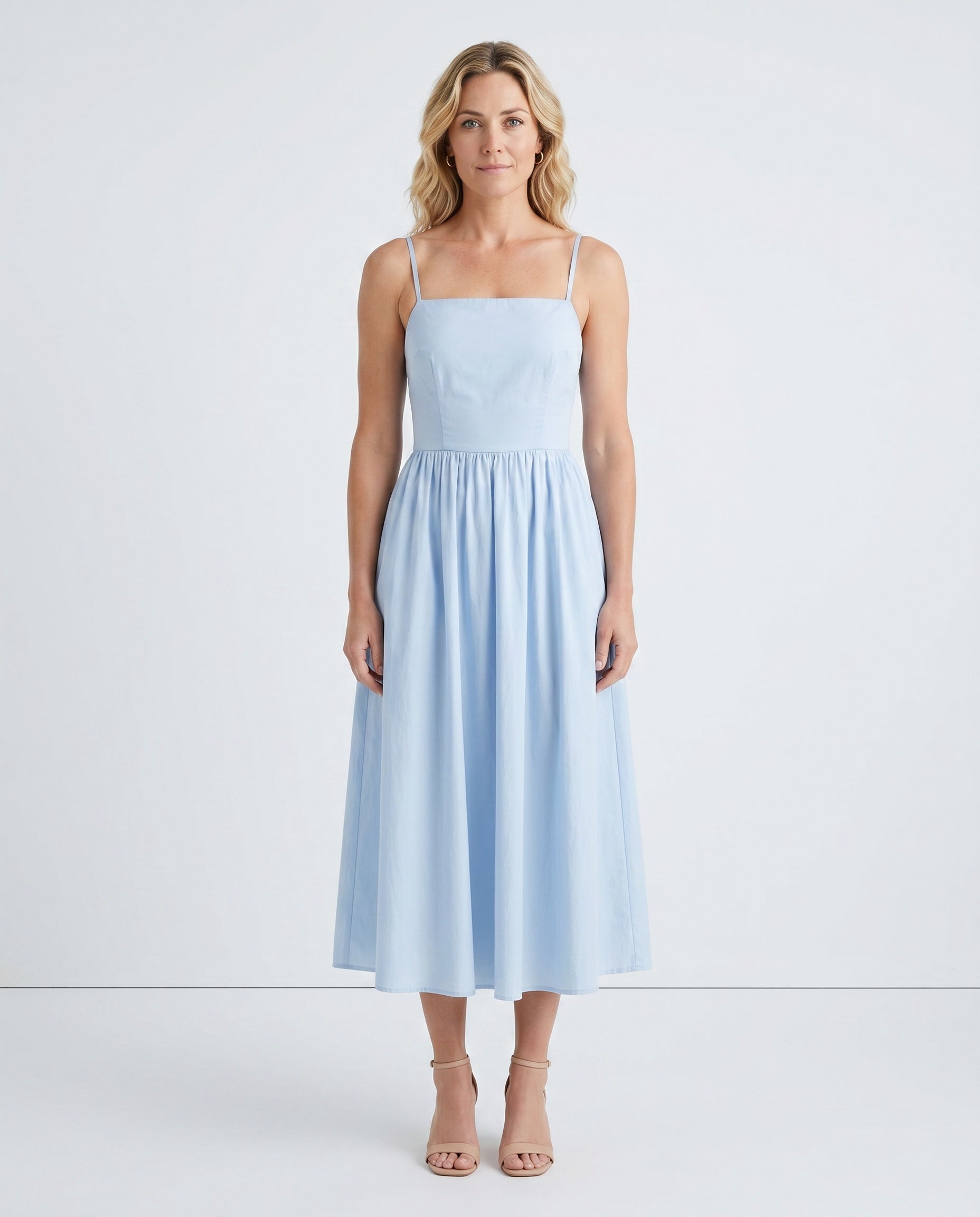 Noor | Spaghetti Strap Lace-Up Midi Dress