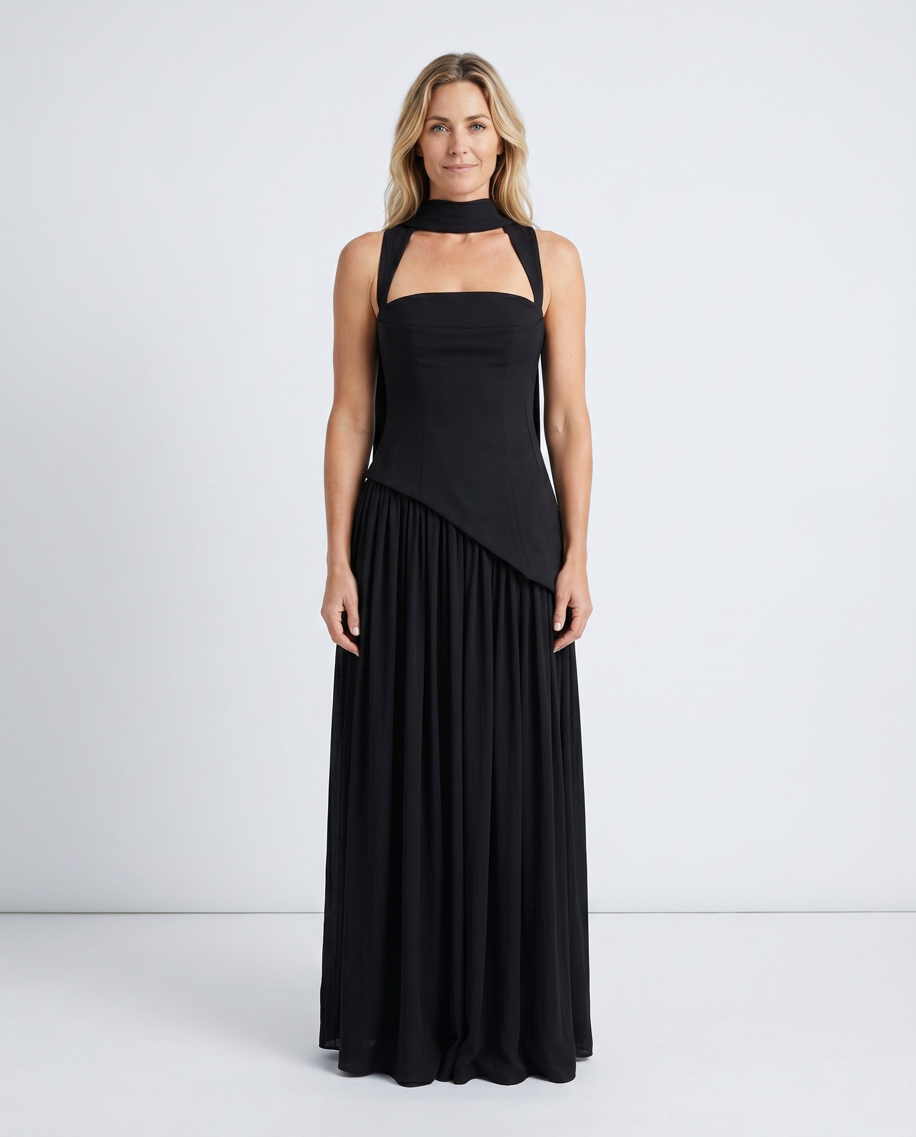 Ines | Basque Waist Lace-Up Maxi Dress