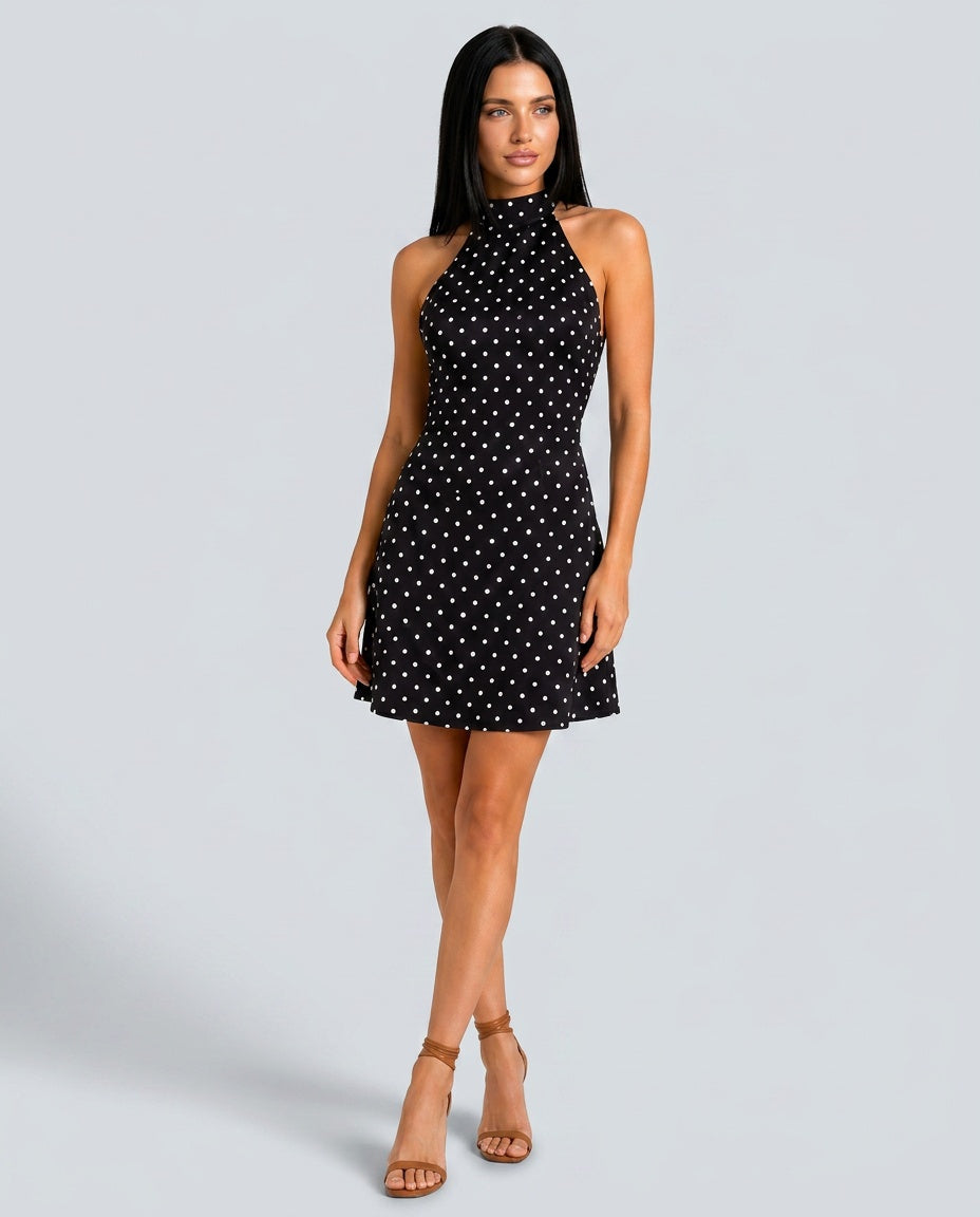 Presley | Polka Dot Halter Neck Mini Dress