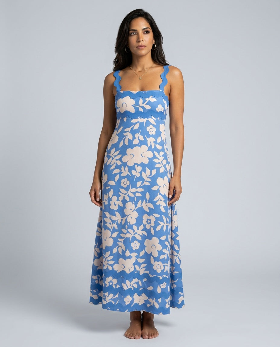 Lila | Sleeveless Wavy Hem Maxi Dress
