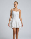 Soraya | Boat Neck Jacquard Mini Dress