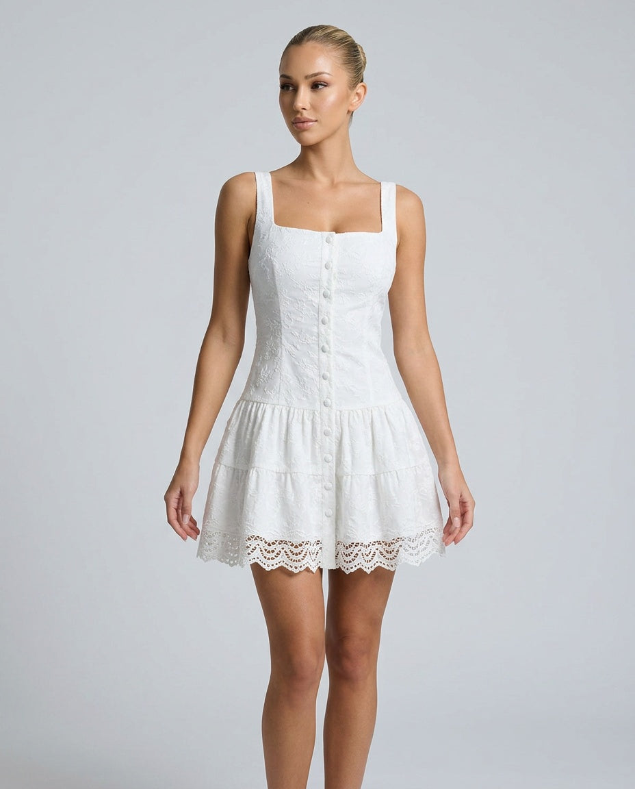 Soraya | Boat Neck Jacquard Mini Dress