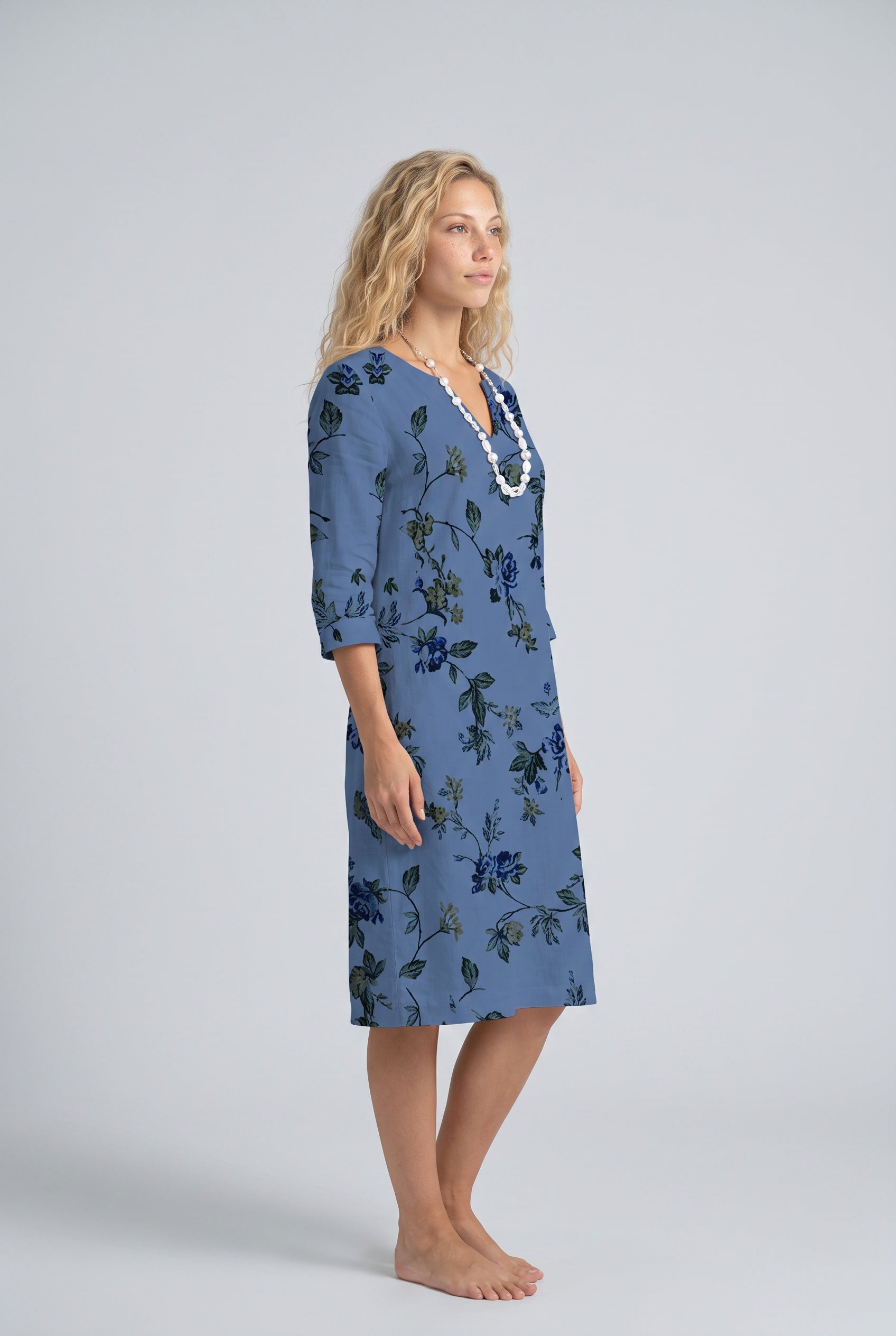 Xenia | Round Neck Short Sleeve Midi Dress