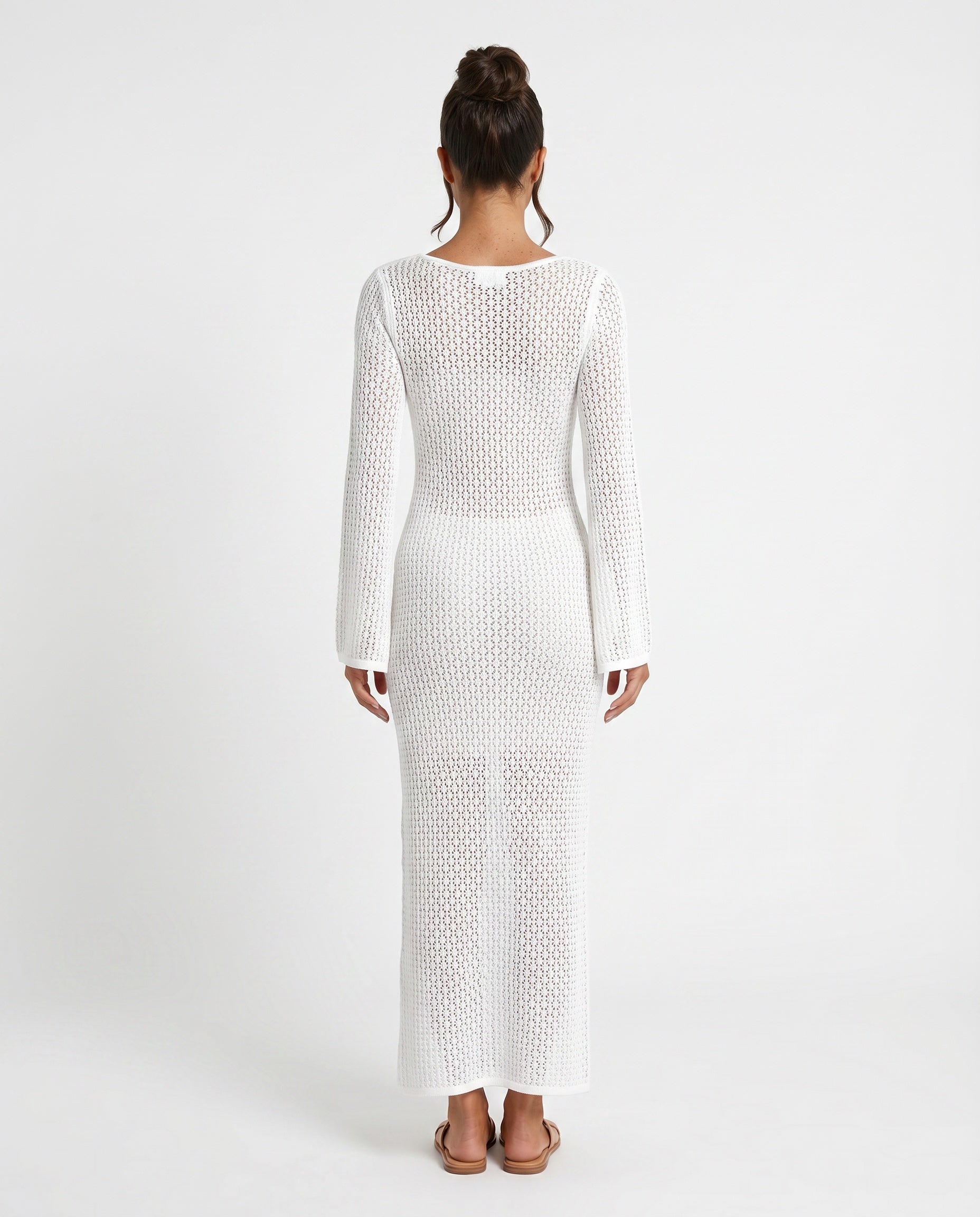 Una | Plunge Neck Crochet Maxi Dress