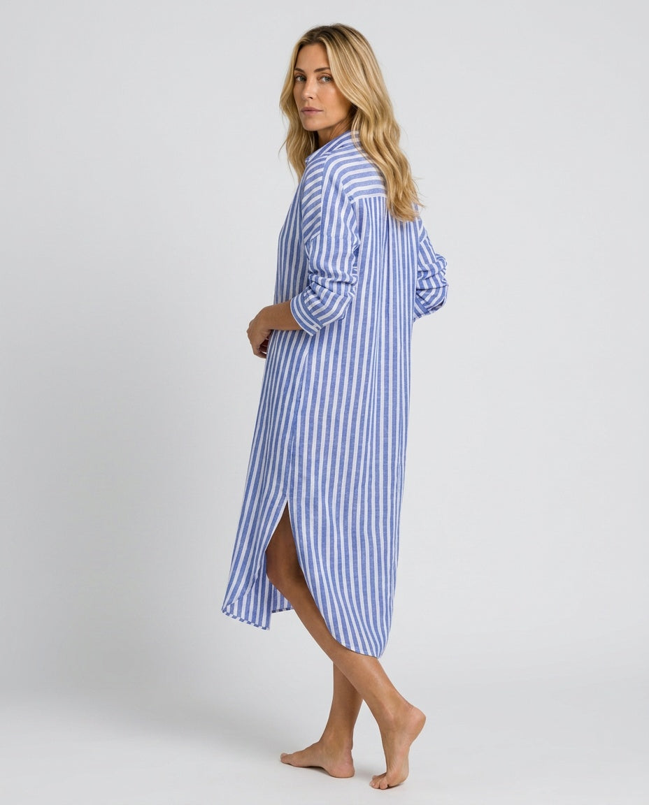 Marley | Striped Button-Through Midi Dress
