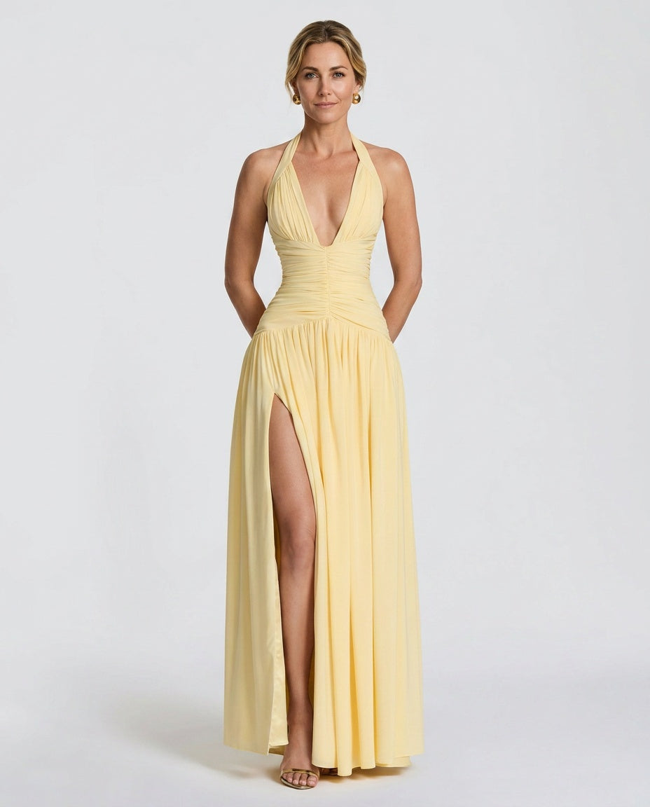 Vesna | Halter Neck Open-Back Maxi Dress