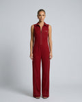 Evie | Loose-Fit White Trim Sleeveless Jumpsuit