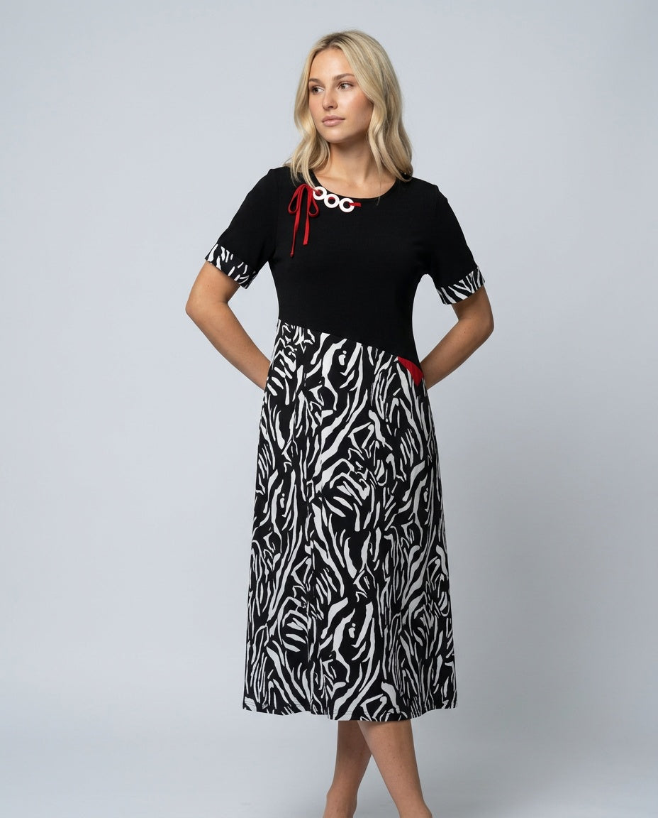 Hazel | Patchwork Zebra Cotton Mini Dress