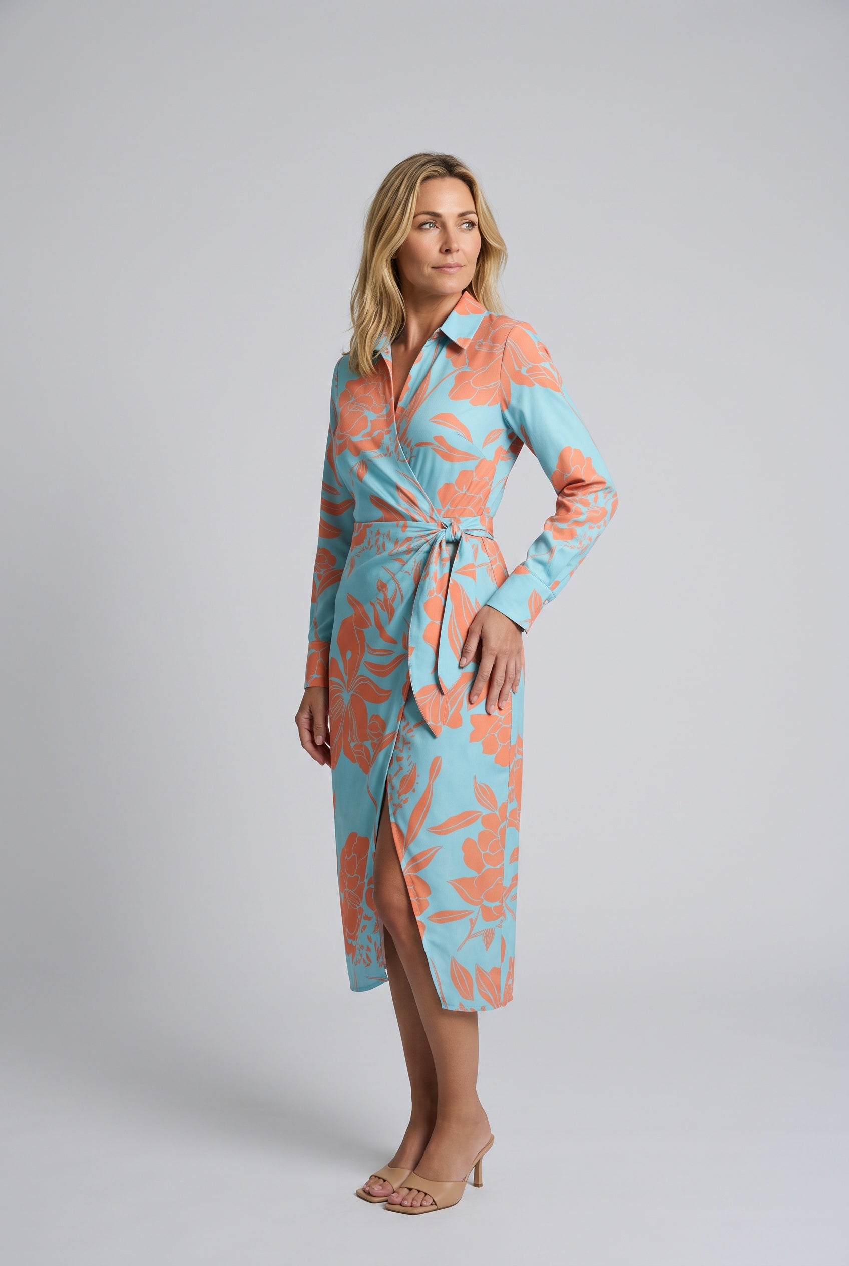 Pilar | Wrap Midi Dress in Print & Solid Colours