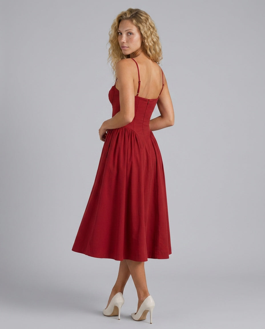 Valeria | Floral Corset Midi Dress