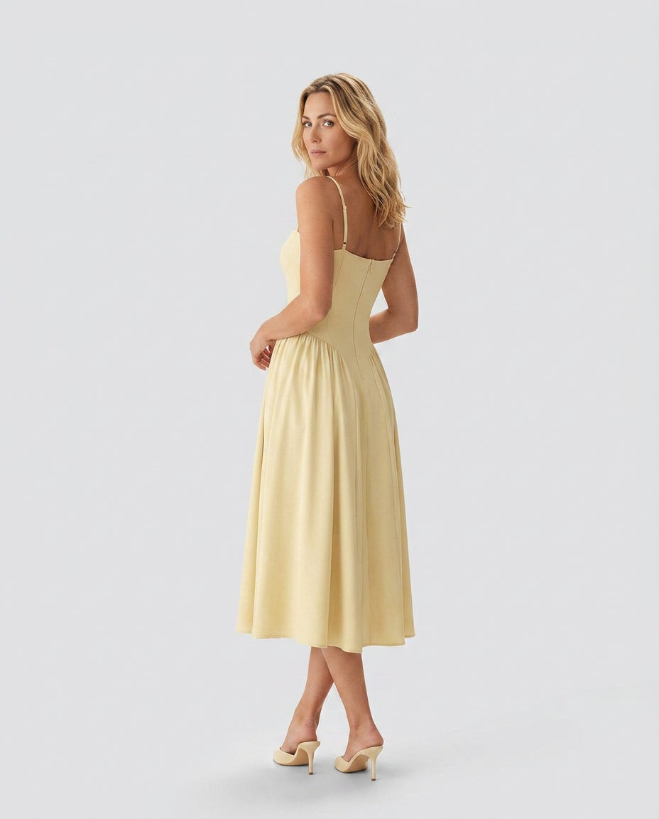 Fleur | Square Neck Pocket Slip Midi Dress