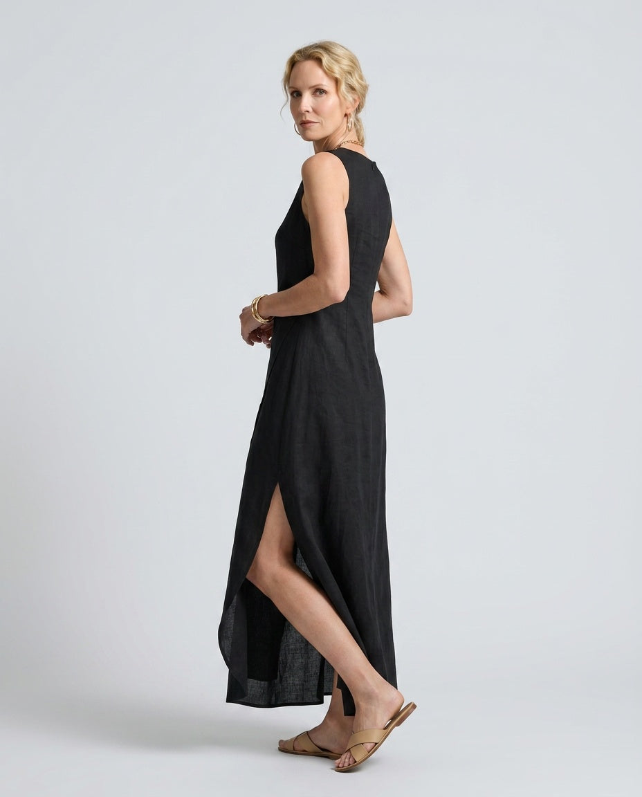 Noor | Asymmetric Layered Round Neck Maxi Dress