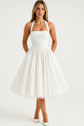 Grace | Halter Neck Pleated Midi Dress