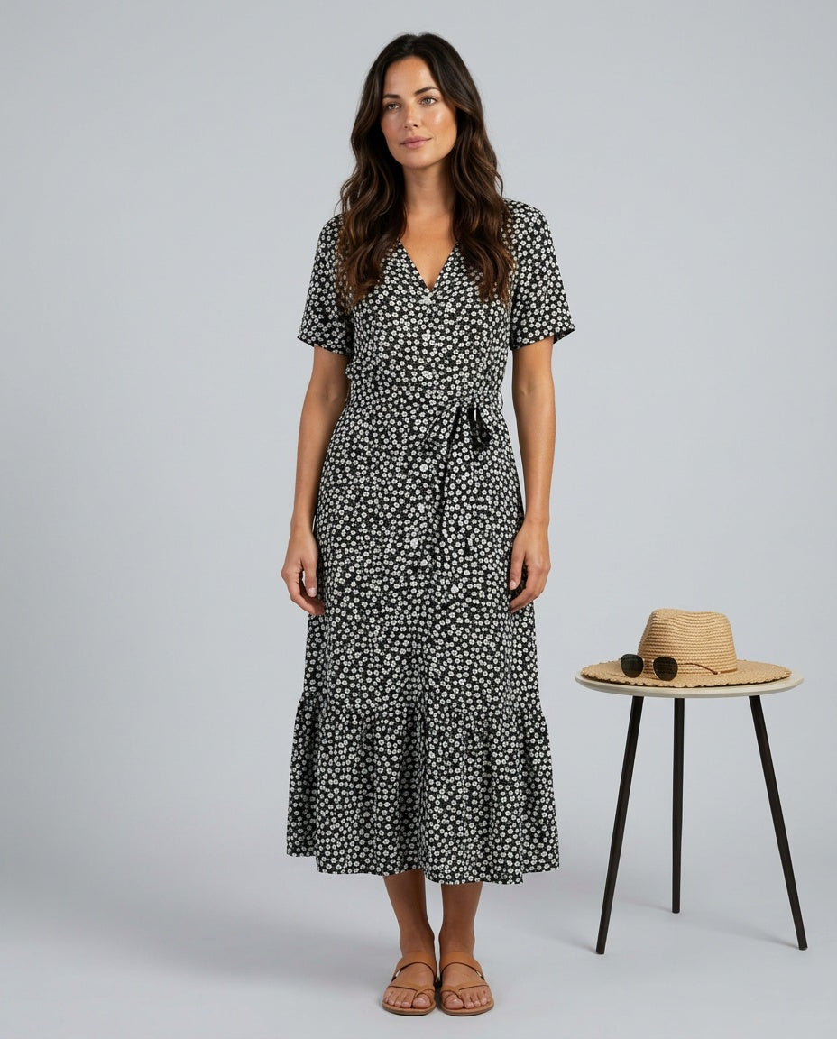 Vivienne | Floral Button-Front Midi Dress