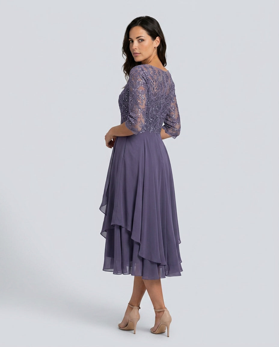 Helena | Embroidered Chiffon Midi Dress