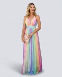 Greta | Multicolour Backless Summer Maxi Dress