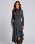 Bianca | Asymmetric Draped Turtleneck Maxi Dress