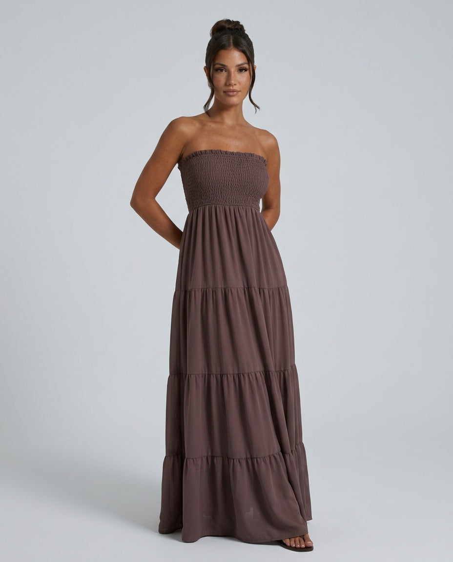Harlow | Strapless Ruched Maxi Dress