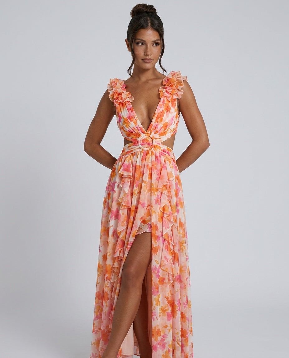 Aurelia | Sleeveless Floral Print Maxi Dress