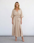 Brielle | Open Back Tie-Back Wedding Guest Maxi Dress