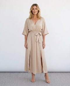 Brielle | Open Back Tie-Back Wedding Guest Maxi Dress