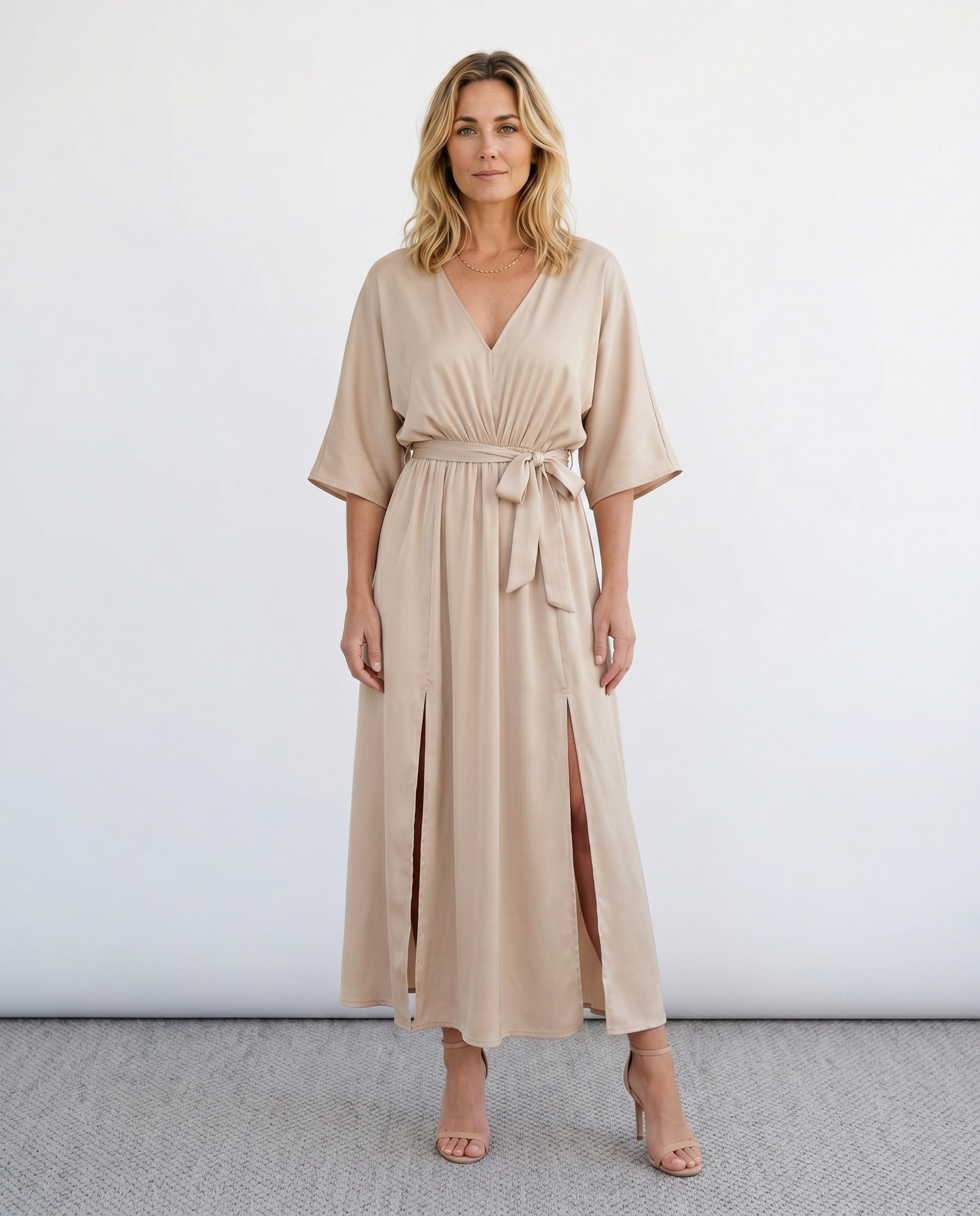 Brielle | Open Back Tie-Back Wedding Guest Maxi Dress