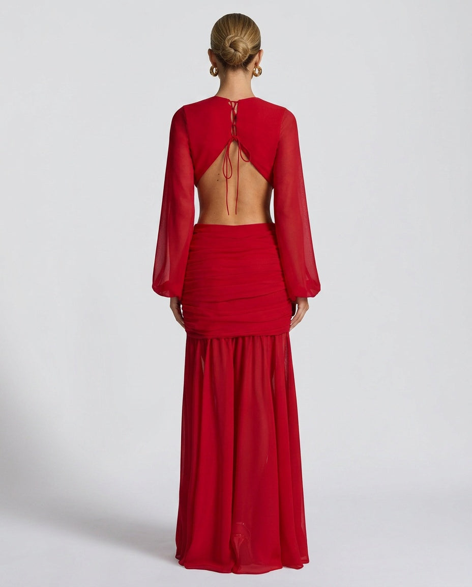 Wren | Halter Neck Ruched Maxi Dress