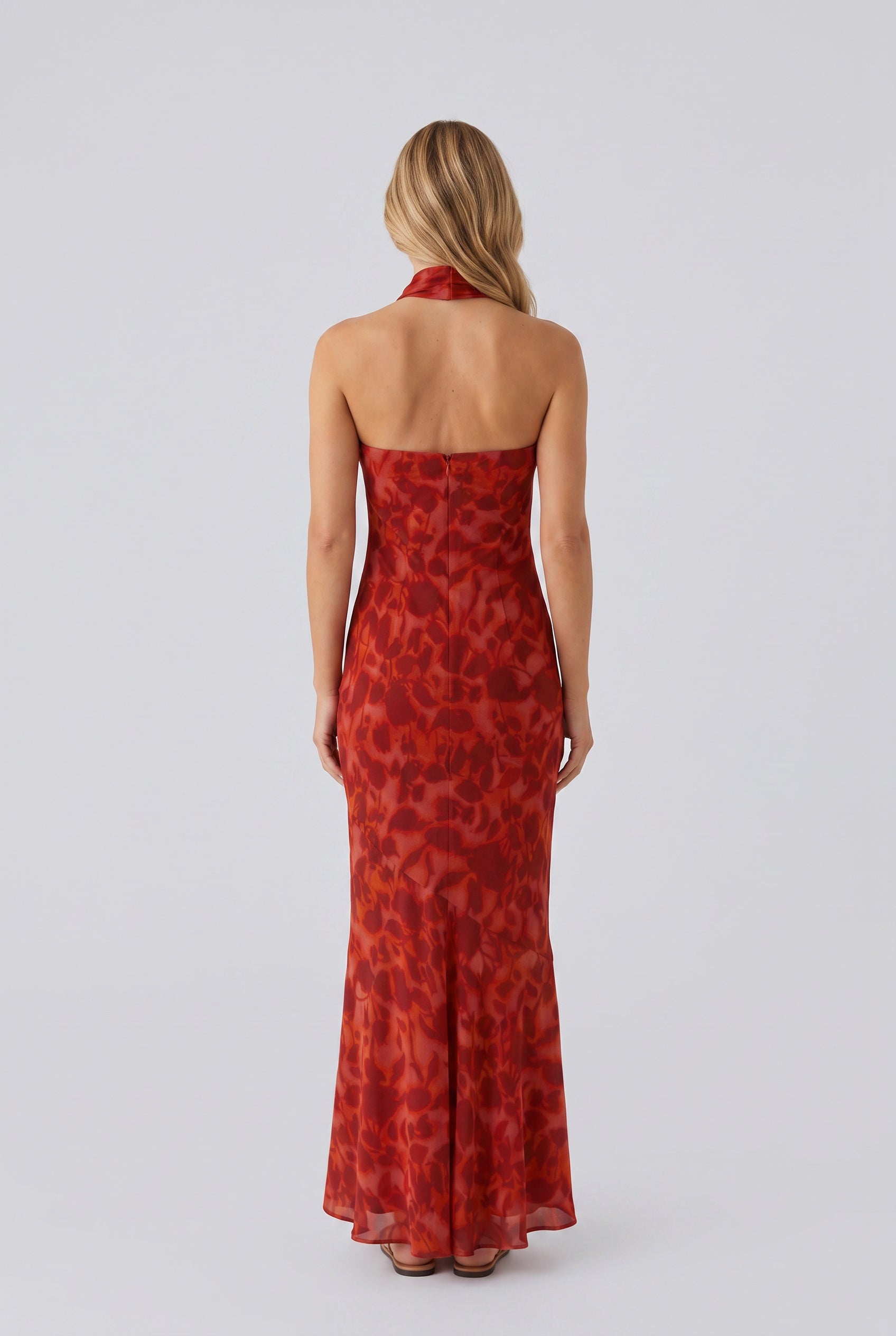Adeline | Floral Chiffon Maxi Dress with Matching Scarf