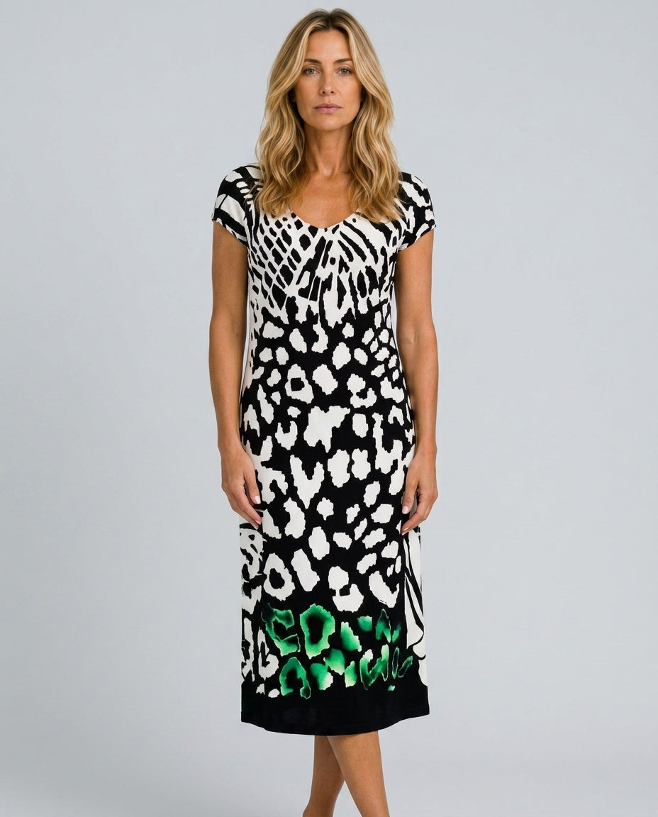 Aurelia | Short Sleeve Printed Midi Dress
