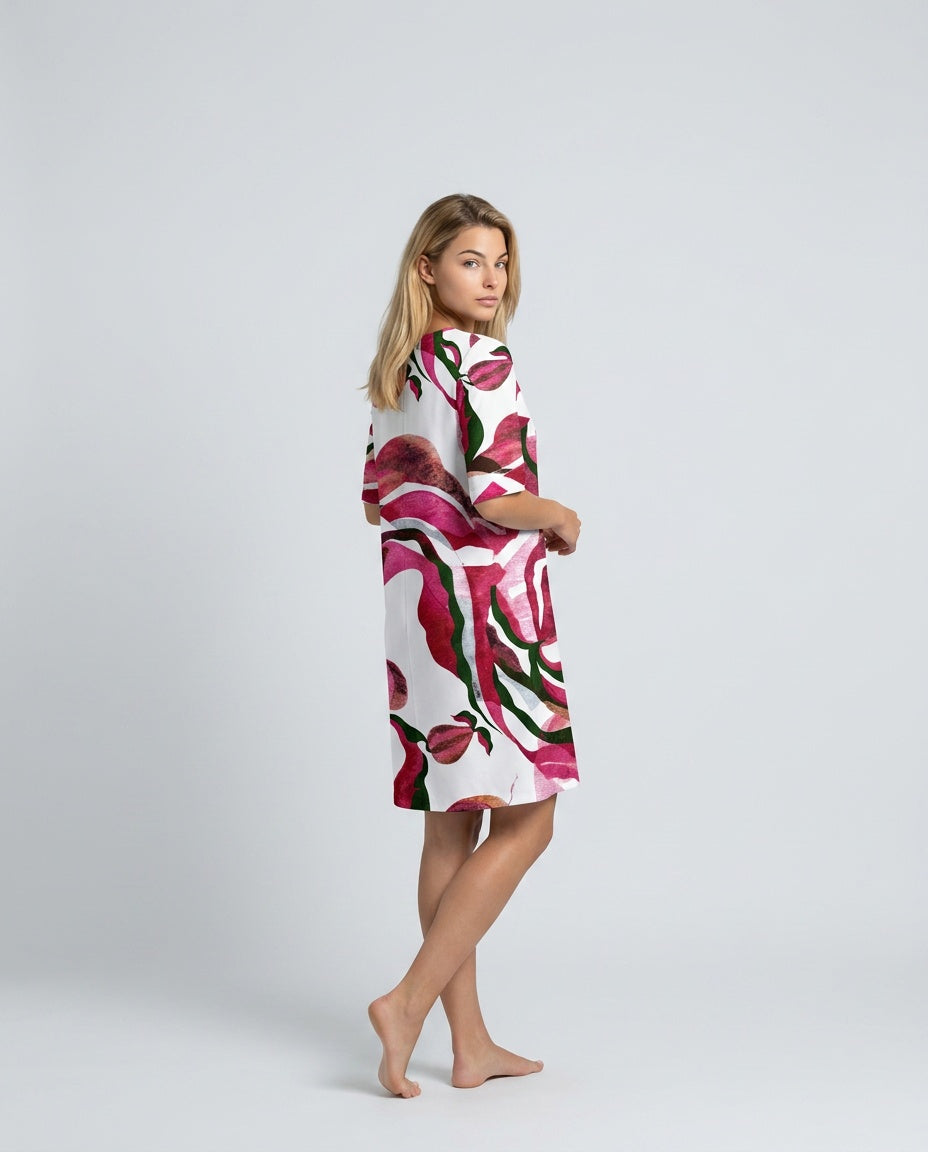Elena | Abstract Print Summer Midi Dress