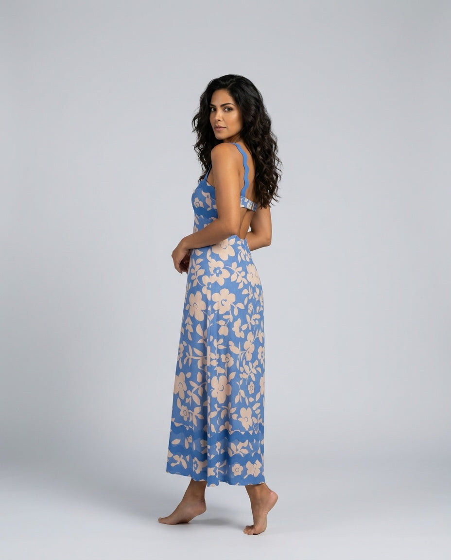 Lila | Sleeveless Wavy Hem Maxi Dress