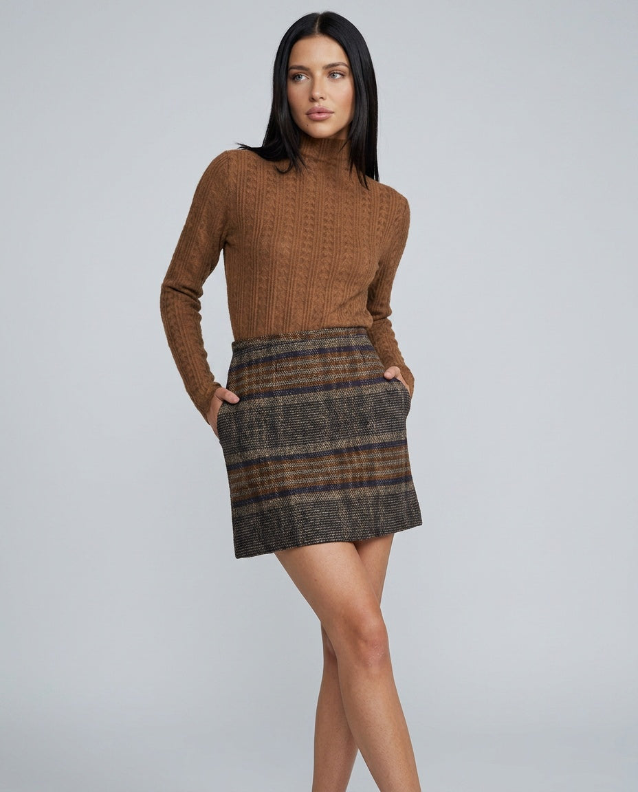 Camille | Natural Waisted Striped Mini Skirt