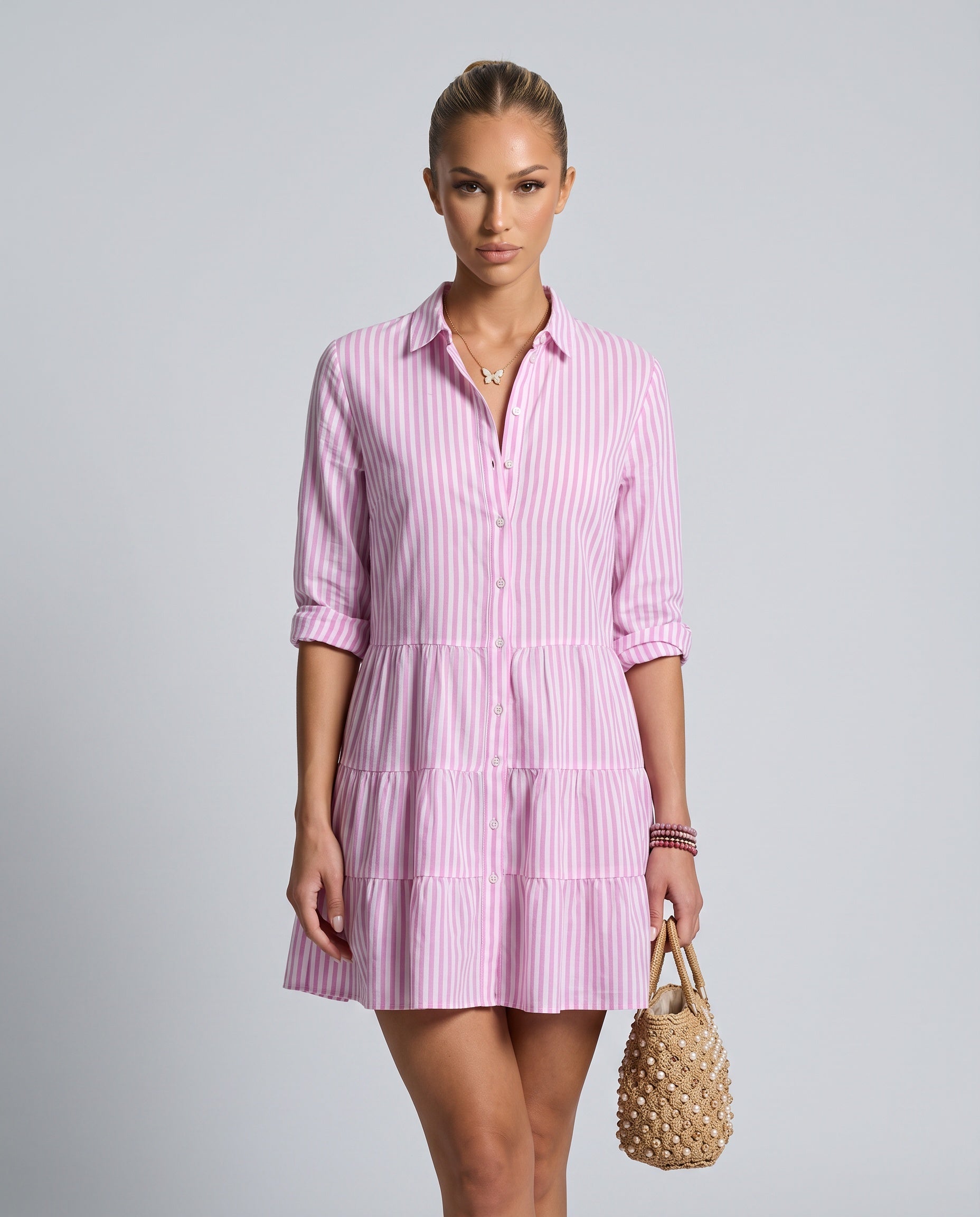 Suri | Striped Button Front Mini Dress