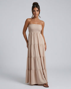 Harlow | Strapless Ruched Maxi Dress