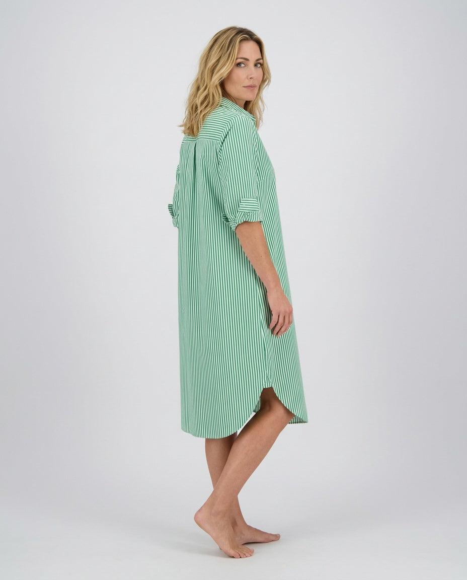 Isolde | Striped Long Sleeve Midi Shirt Dress