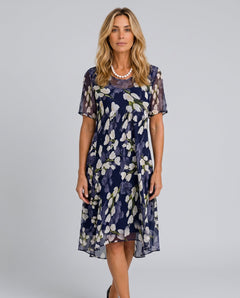 Xenia | Round Neck Short Sleeve Midi Dress