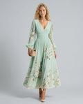 Aurelia | Long Sleeve Floral Midi with Pleated Skirt