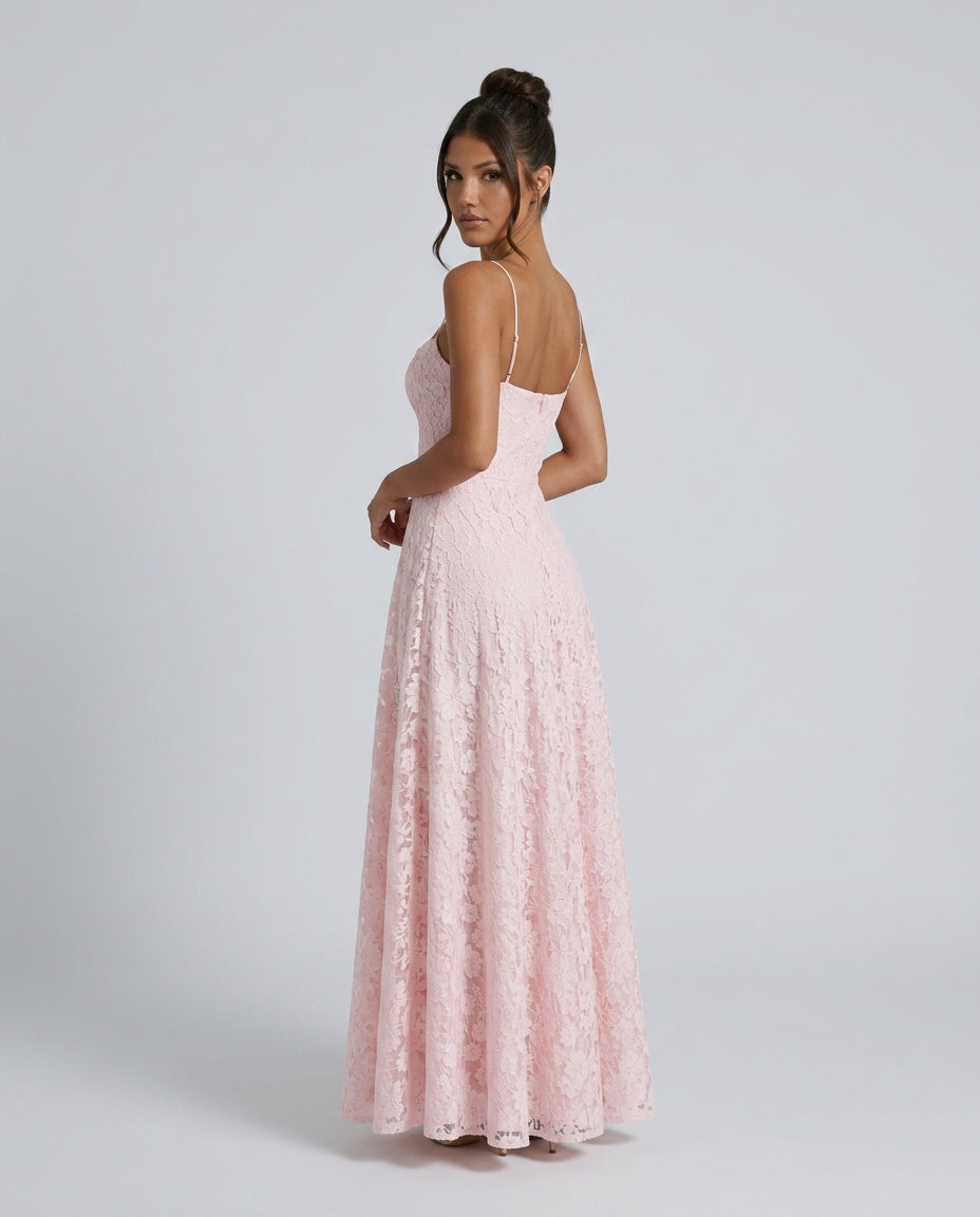 Valenne | Spaghetti Strap Full Lace Maxi Dress