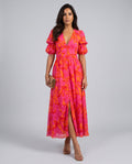 Cleona | Puffed Silhouette Short Sleeve Maxi Dress