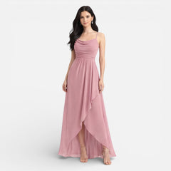 Nora | Cowl Neck High Low Bridesmaid Midi Dress