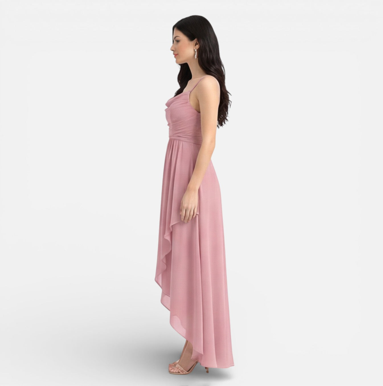 Nora | Cowl Neck High Low Bridesmaid Midi Dress