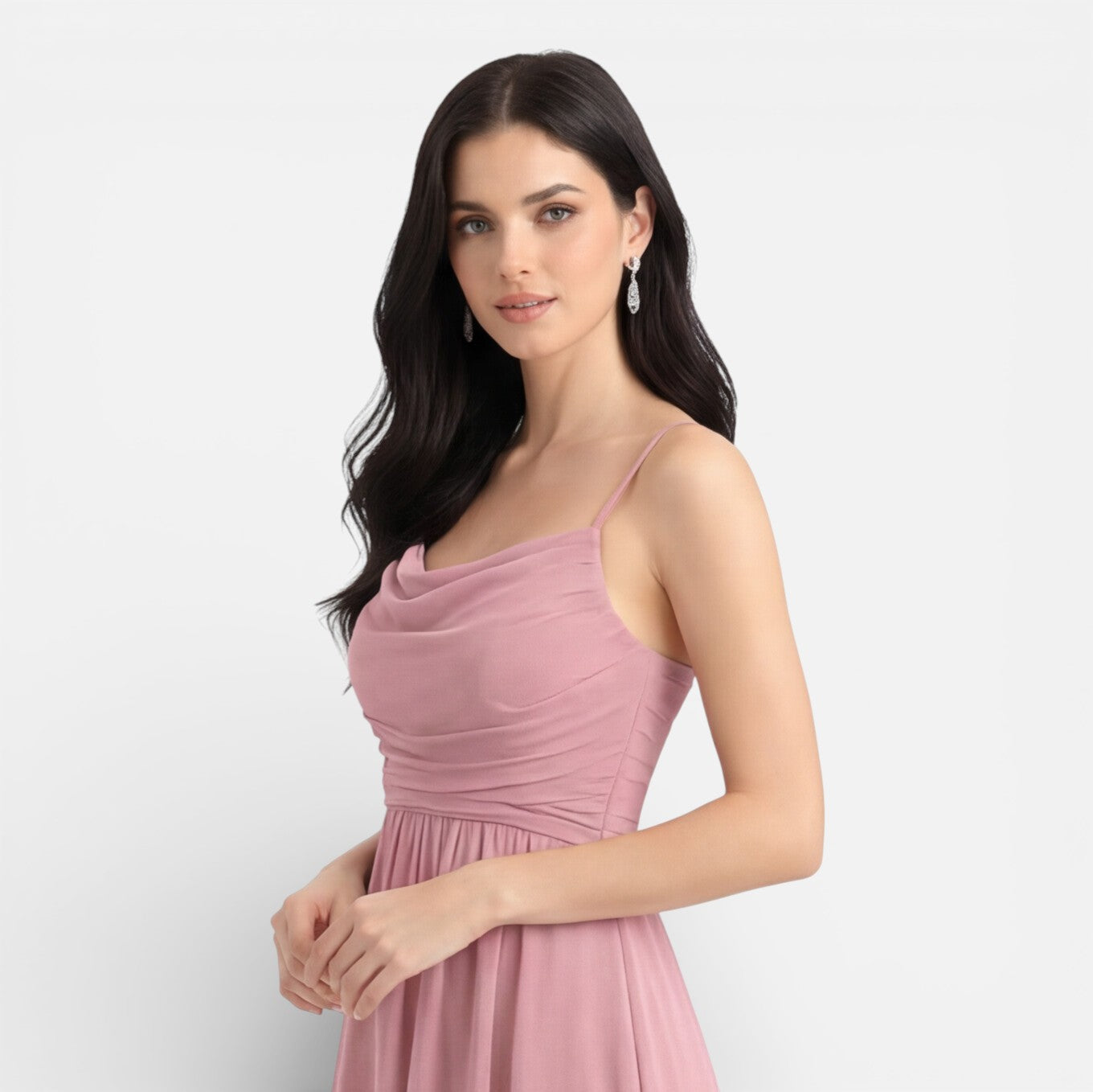 Nora | Cowl Neck High Low Bridesmaid Midi Dress