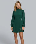 Valentina | Stand Collar Sheer Slit Mini Dress