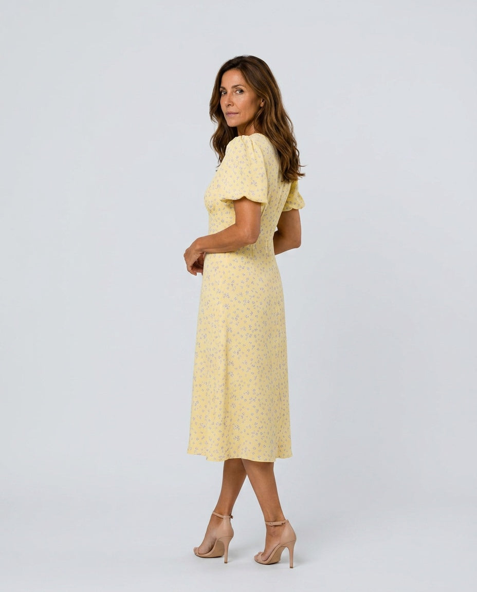 Fern | Floral Print V-Neck Midi Dress
