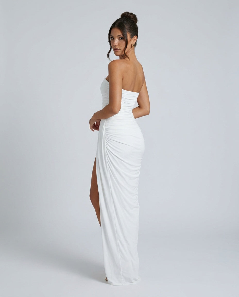 Cora | Strapless High Slit Maxi Dress