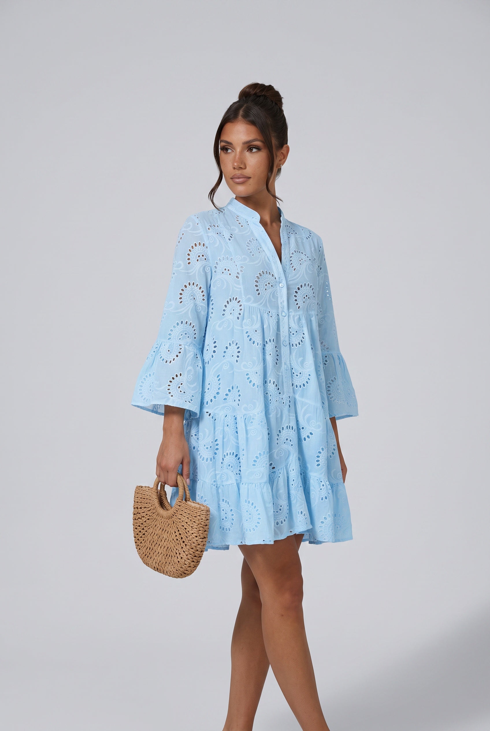 Edith | Embroidered Tiered Mini Dress