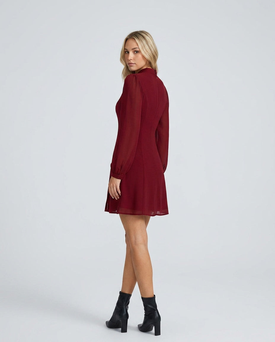 Remy | Mock Neck See-Through Mini Dress