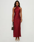 Mordecai | Halter Neck Burgundy Maxi Dress