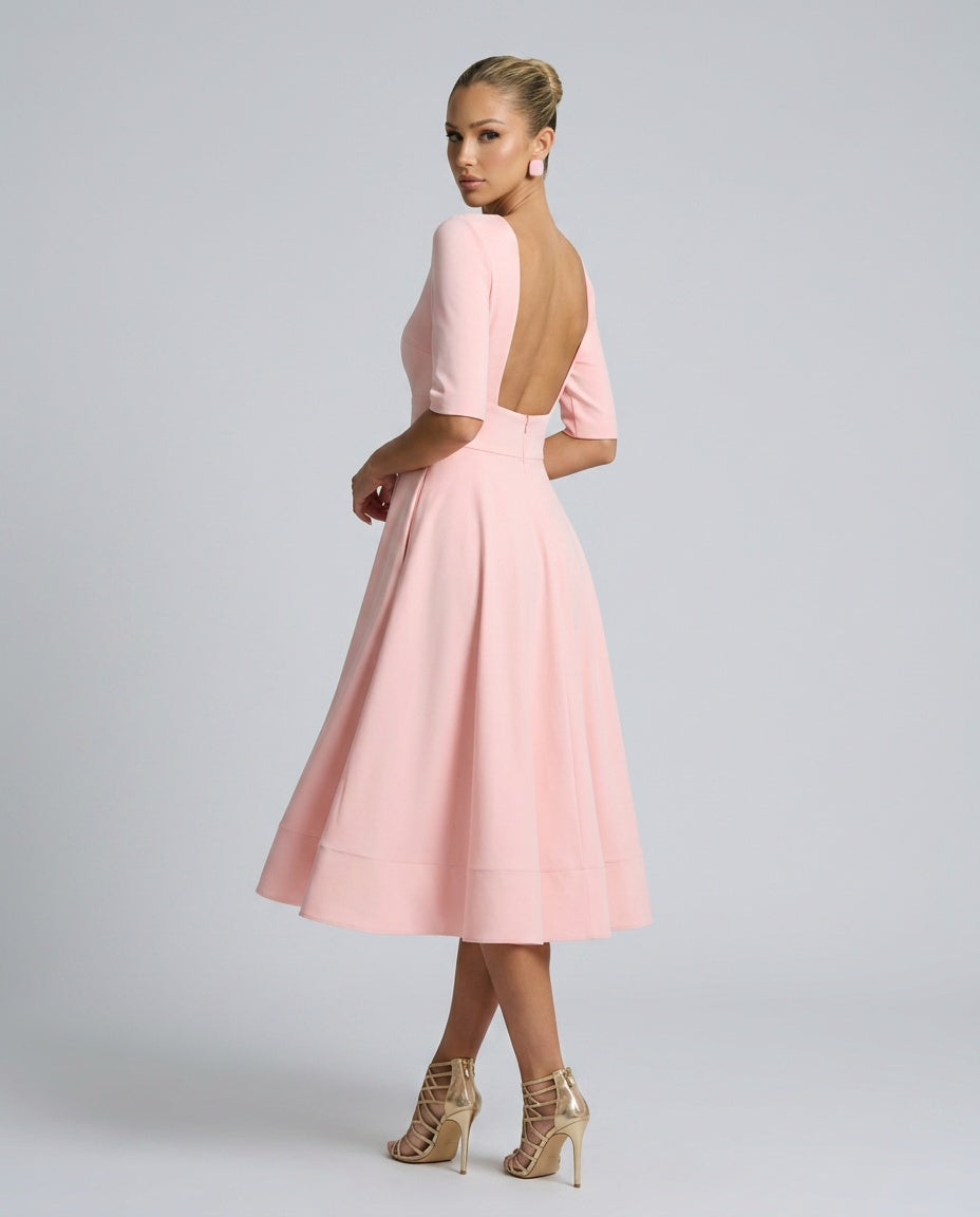 Delphine | A-Line V-Neck Pocket Midi Dress