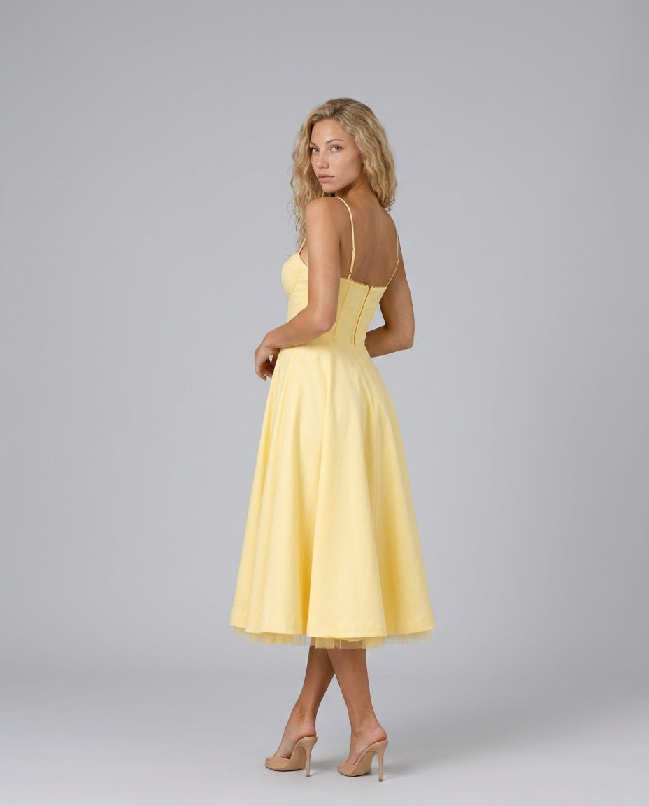Gemma | Corset Full-Skirt Midi Dress